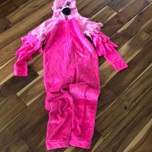 Fluffy, flamingo onesie from Justice, Like new!